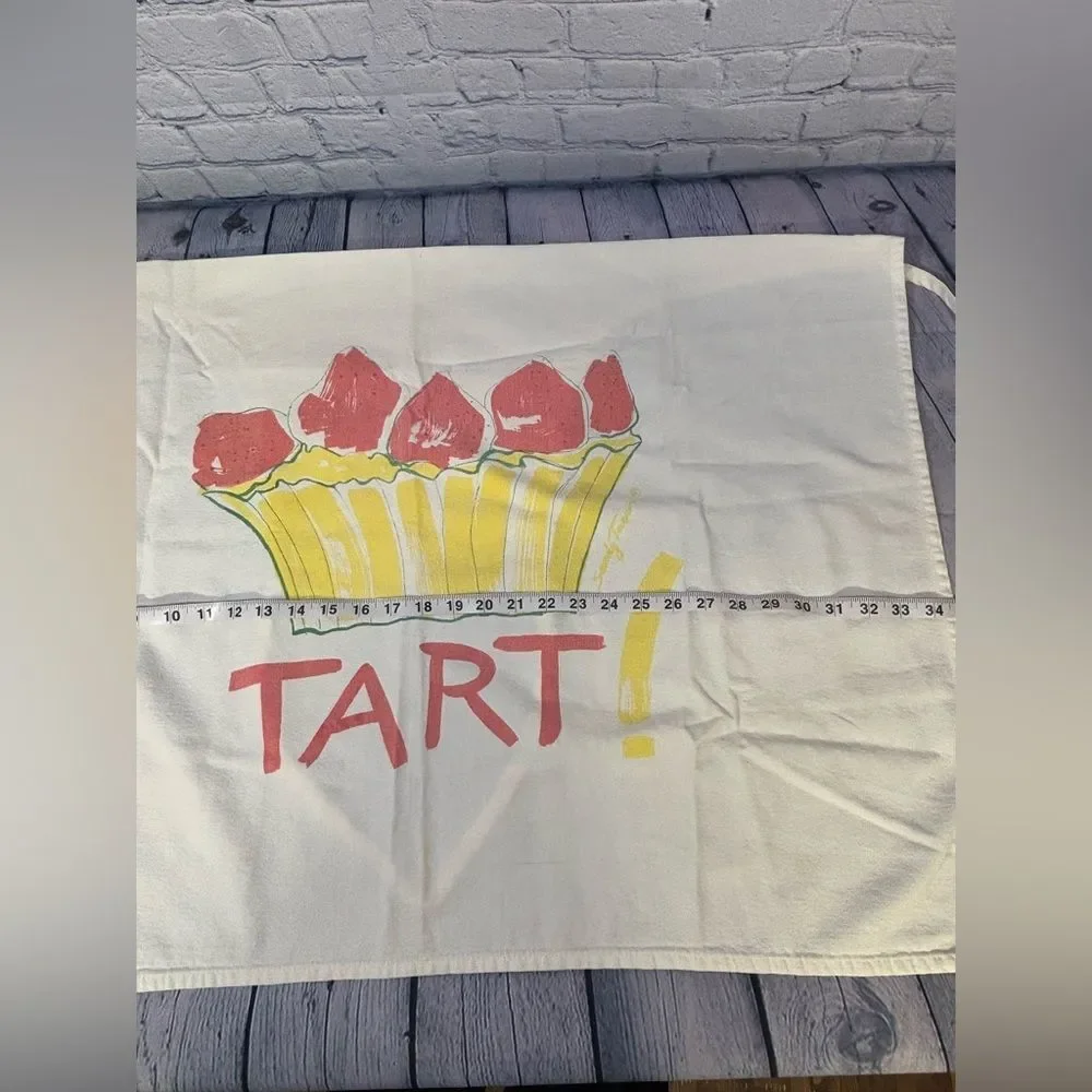 VINTAGE Pink Yellow Sandy Tarr Artist Pop Art Graphic Retro Holiday TART Apron